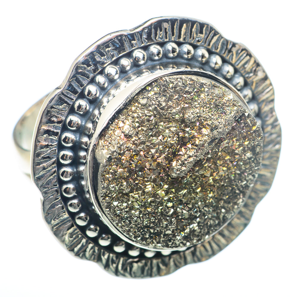 Spectro Pyrite Druzy Rings handcrafted by Ana Silver Co - RING73465