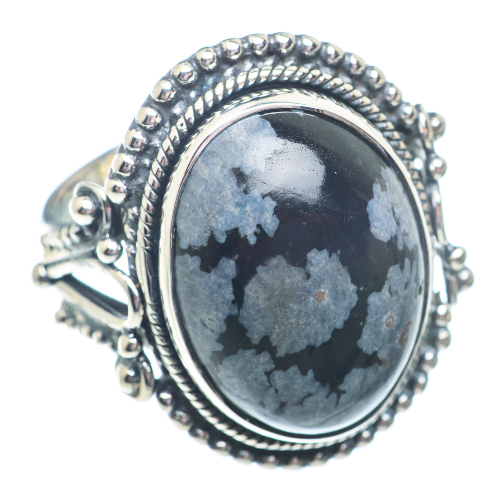 Snowflake Obsidian Rings handcrafted by Ana Silver Co - RING73507