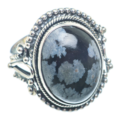Snowflake Obsidian Rings handcrafted by Ana Silver Co - RING73507