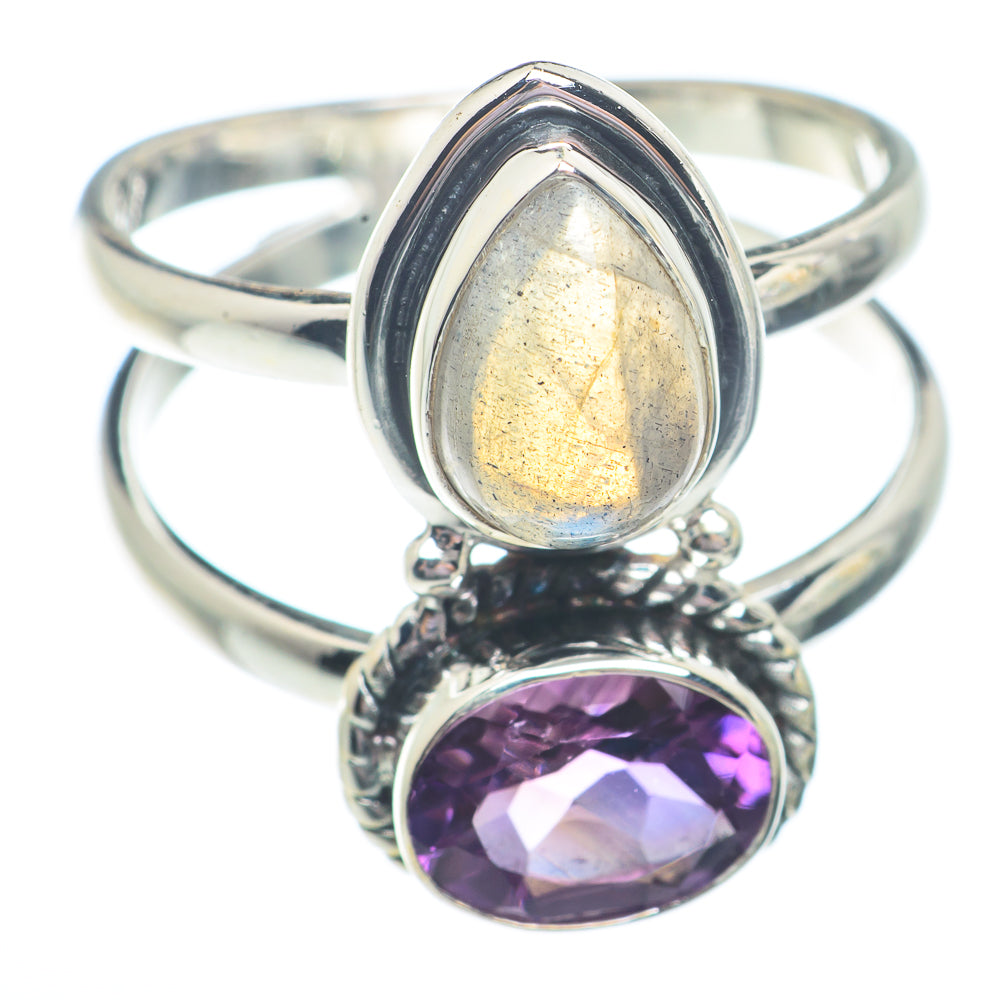 Labradorite, Amethyst Rings handcrafted by Ana Silver Co - RING73563