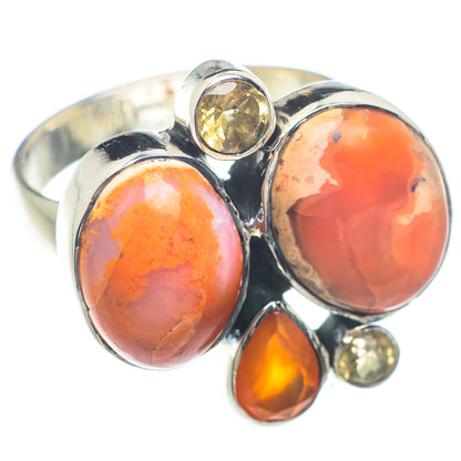 Mexican Fire Opal, Carnelian, Citrine Rings handcrafted by Ana Silver Co - RING73565