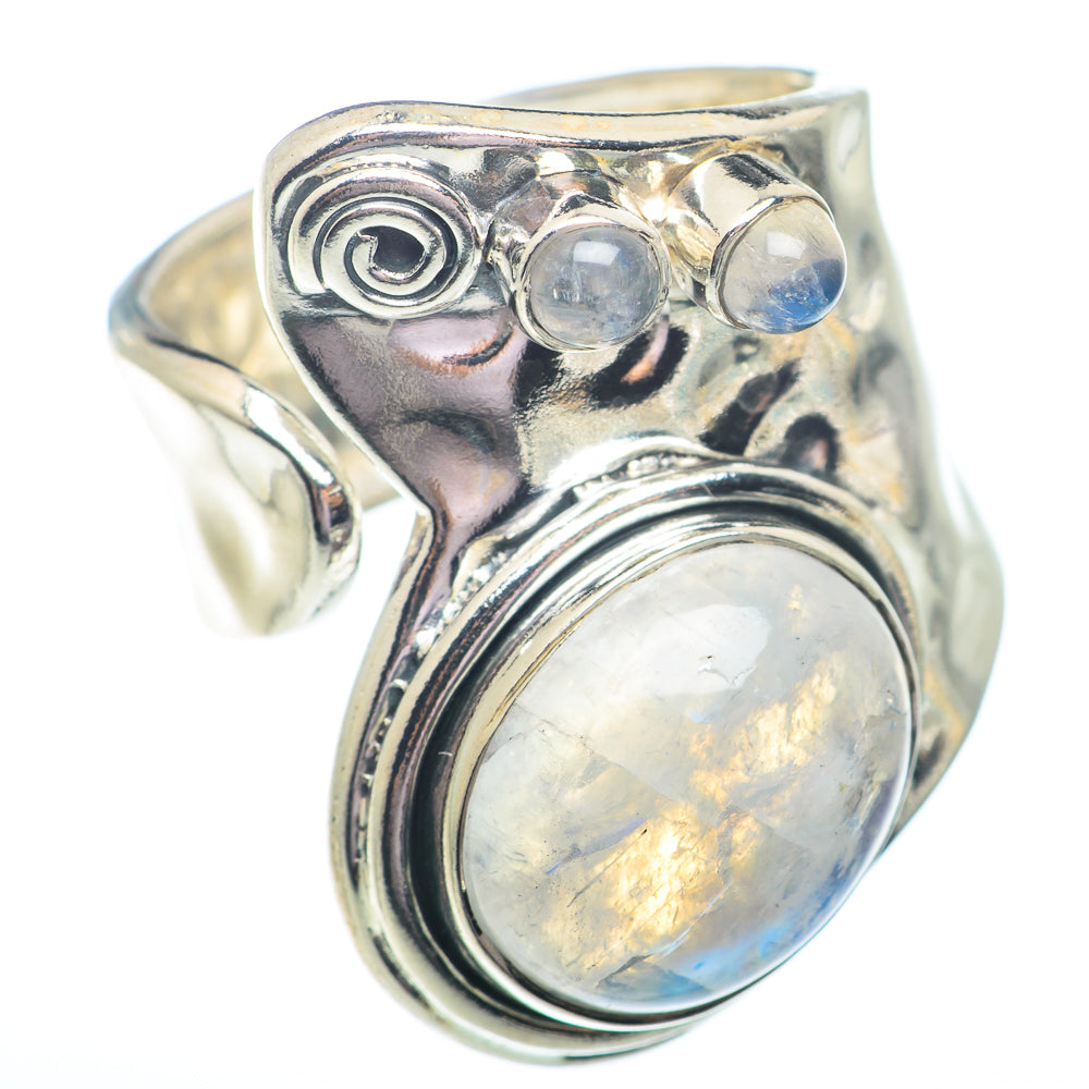 Rainbow Moonstone Rings handcrafted by Ana Silver Co - RING73607