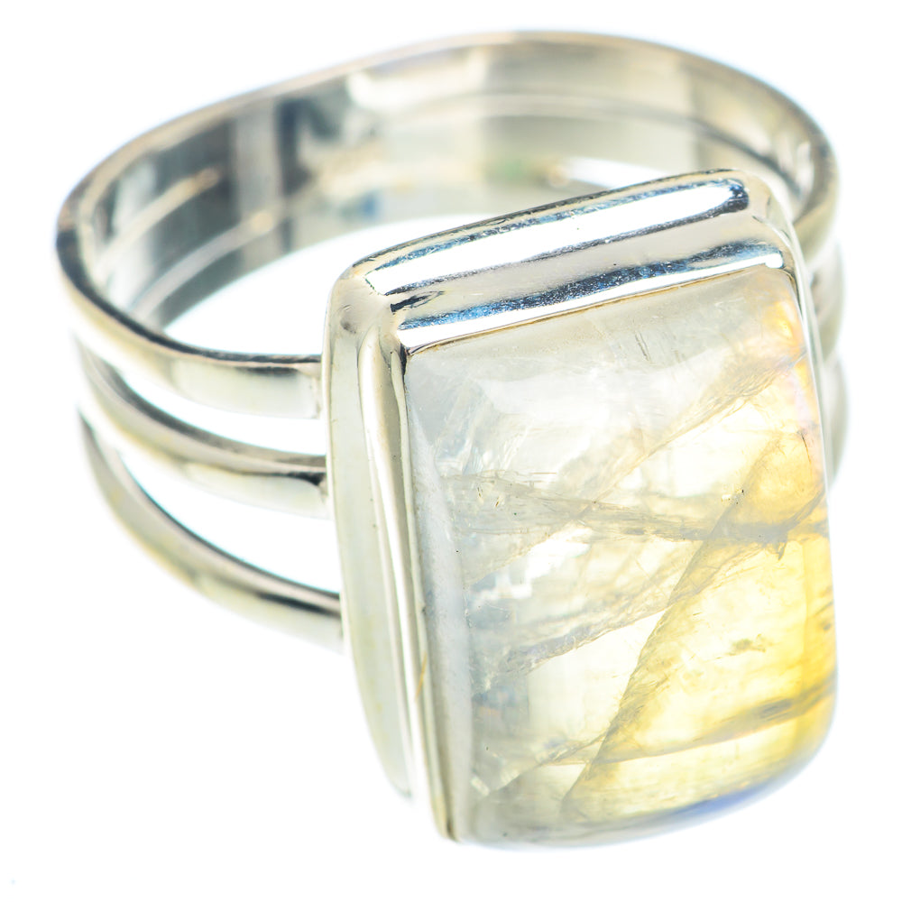 Rainbow Moonstone Rings handcrafted by Ana Silver Co - RING73609