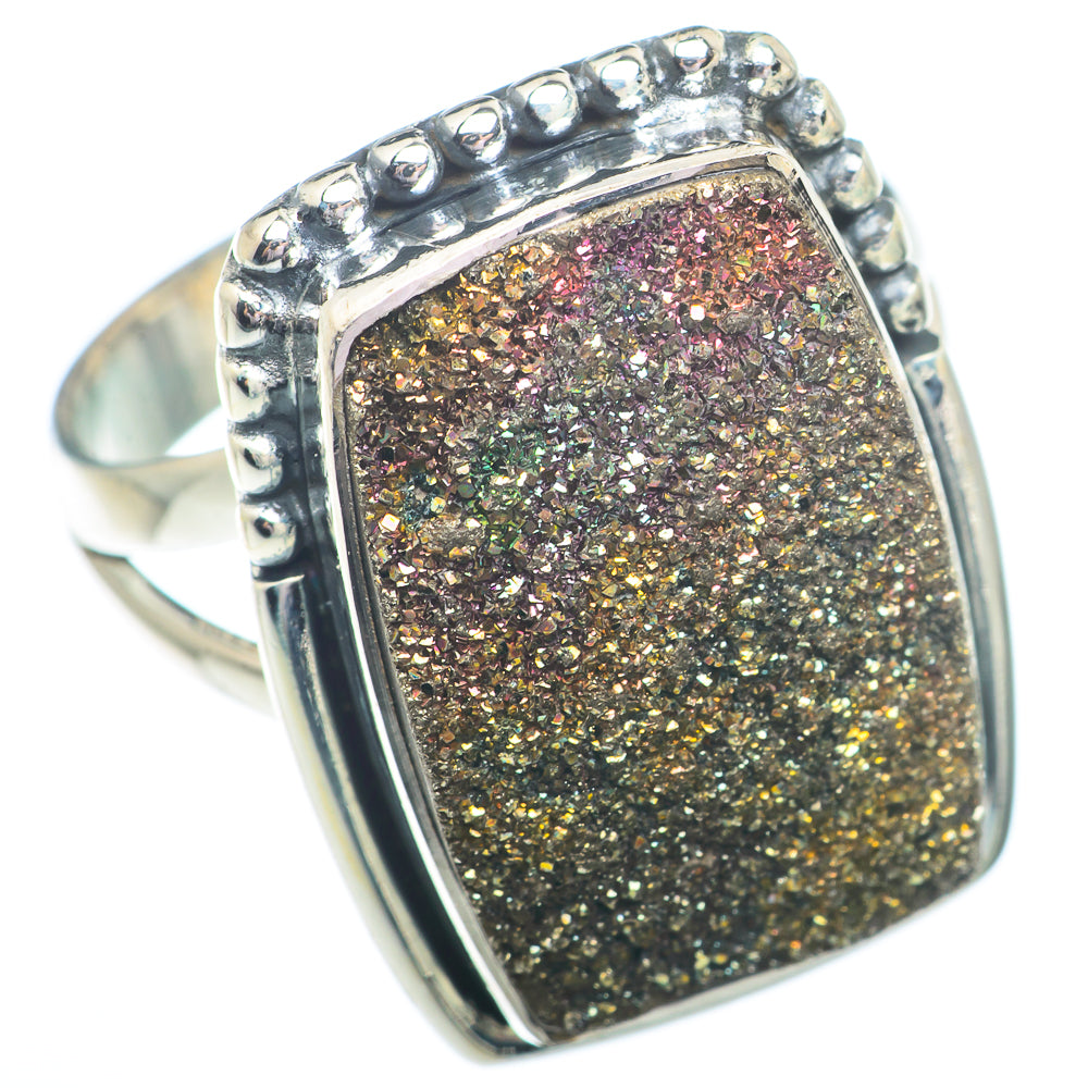 Spectro Pyrite Druzy Rings handcrafted by Ana Silver Co - RING73645