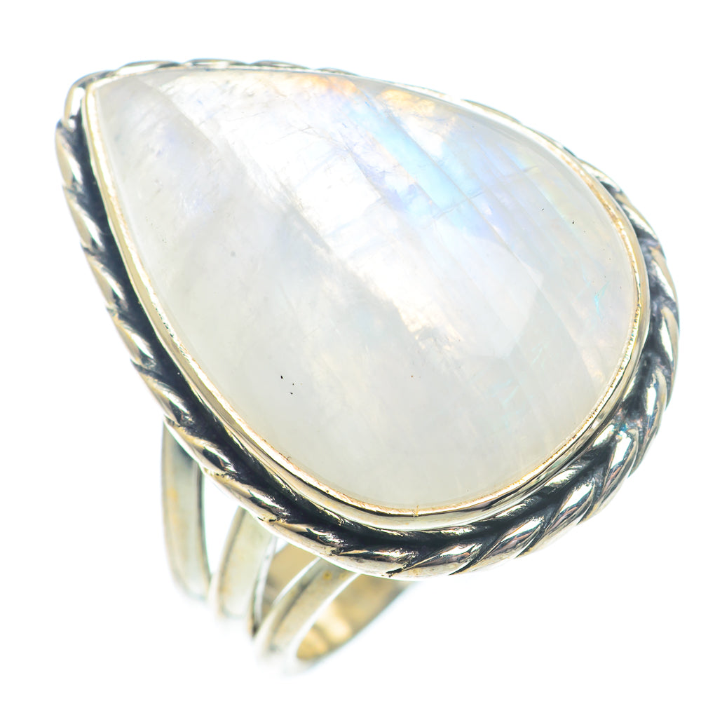 Rainbow Moonstone Rings handcrafted by Ana Silver Co - RING73649