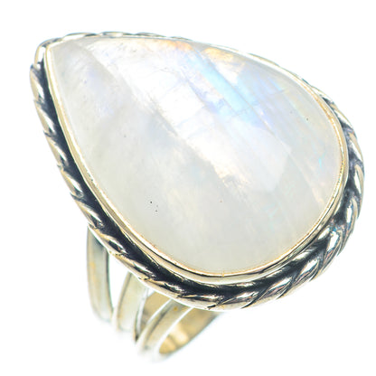 Rainbow Moonstone Rings handcrafted by Ana Silver Co - RING73649