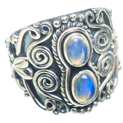 Rainbow Moonstone Rings handcrafted by Ana Silver Co - RING73656