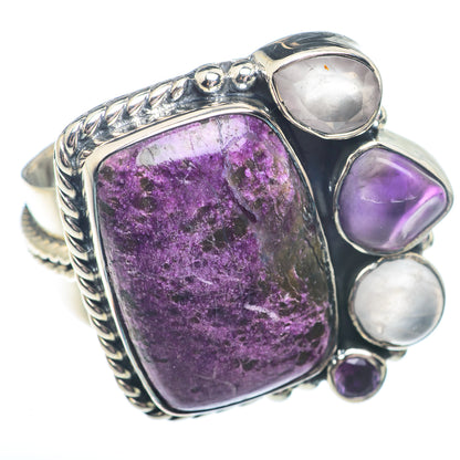 Stichtite, Amethyst, Rainbow Moonstone Rings handcrafted by Ana Silver Co - RING73732