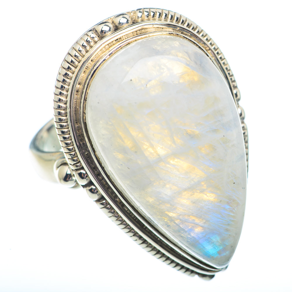 Rainbow Moonstone Rings handcrafted by Ana Silver Co - RING73737