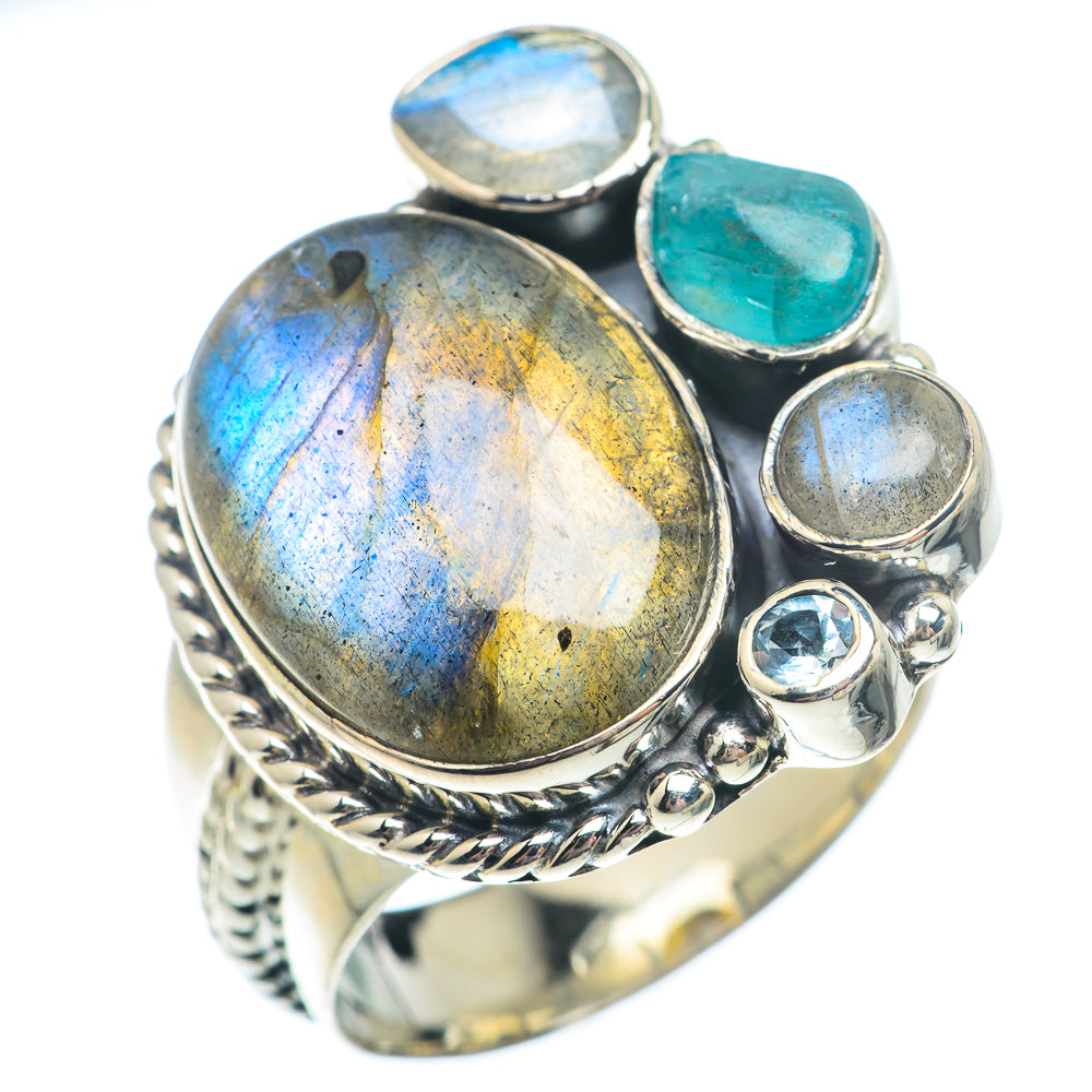 Labradorite, Apatite Rings handcrafted by Ana Silver Co - RING73754