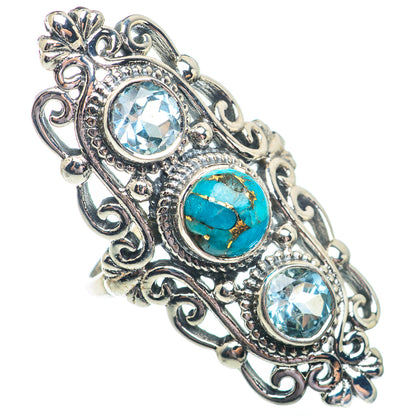 Blue Copper Composite Turquoise, Blue Topaz Rings handcrafted by Ana Silver Co - RING73757