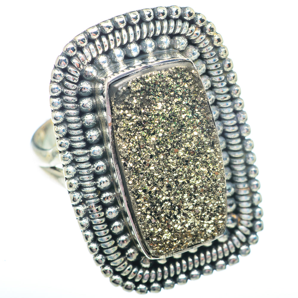 Spectro Pyrite Druzy Rings handcrafted by Ana Silver Co - RING73770