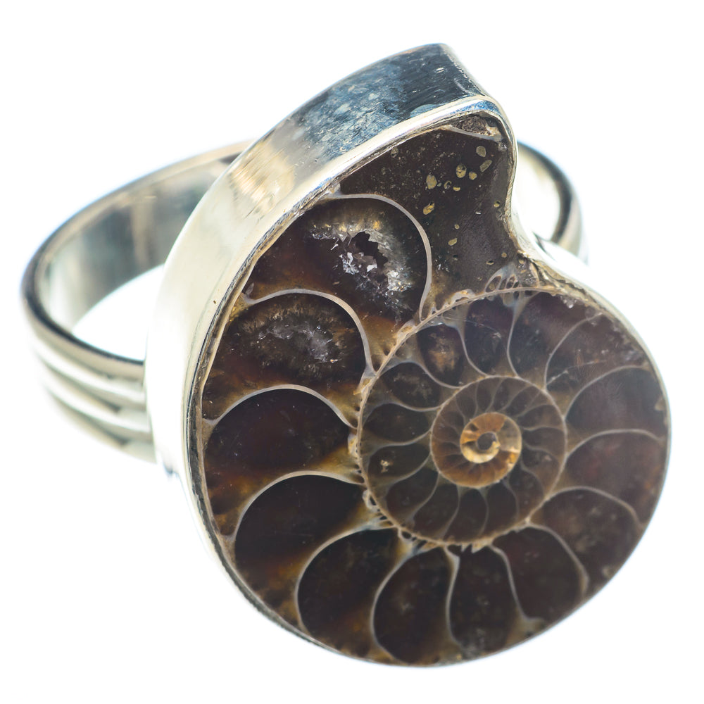 Ammonite Fossil Rings handcrafted by Ana Silver Co - RING73833