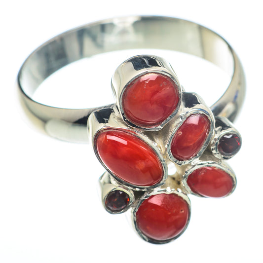 Red Coral Rings handcrafted by Ana Silver Co - RING73842