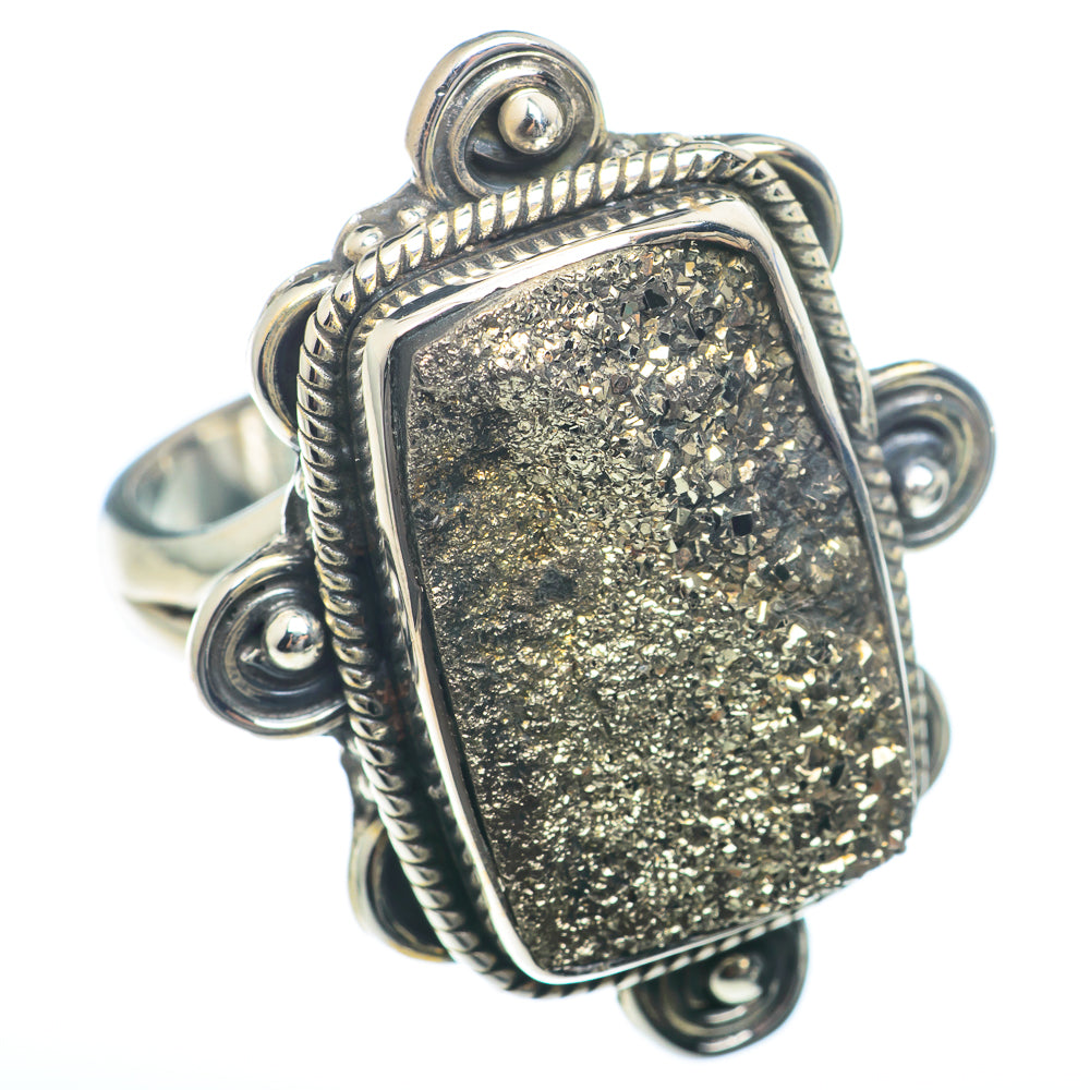 Spectro Pyrite Druzy Rings handcrafted by Ana Silver Co - RING73846
