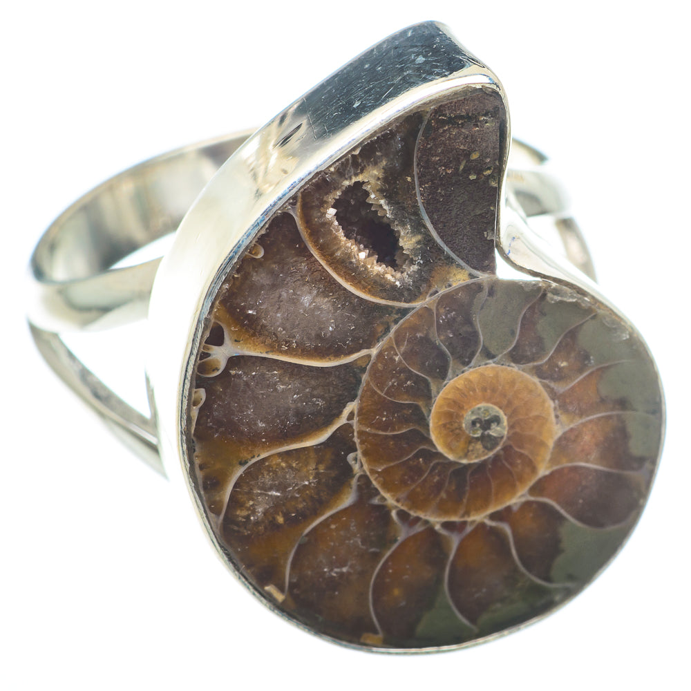 Ammonite Fossil Rings handcrafted by Ana Silver Co - RING73874