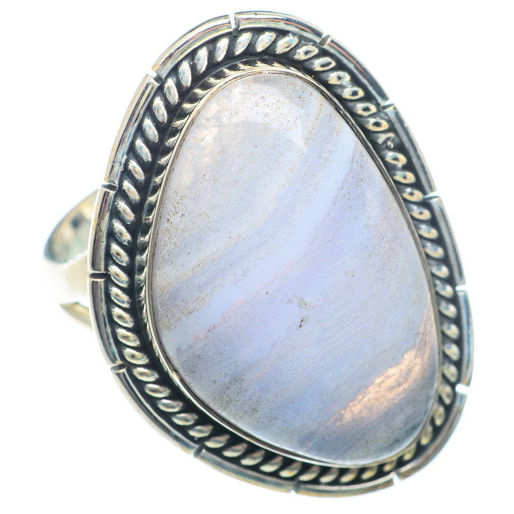 Blue Lace Agate Rings handcrafted by Ana Silver Co - RING73892