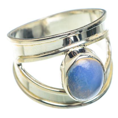 Oval opal gemstone ring in polished 925 sterling silver, blue stone in bezel