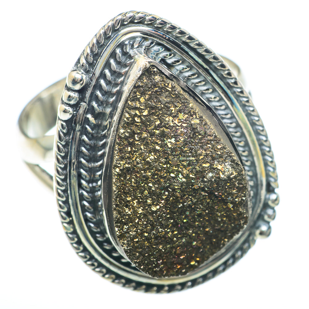 Spectro Pyrite Druzy Rings handcrafted by Ana Silver Co - RING73964 - Photo 2