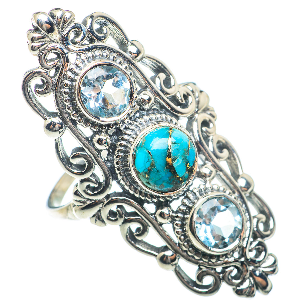 Blue Copper Composite Turquoise Rings handcrafted by Ana Silver Co - RING74021