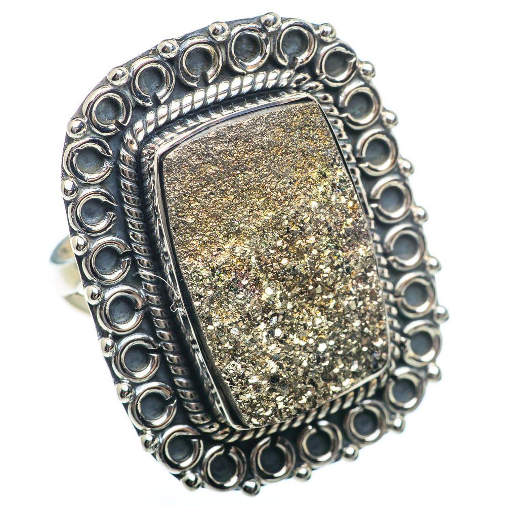 Spectro Pyrite Druzy Rings handcrafted by Ana Silver Co - RING74044 - Photo 2