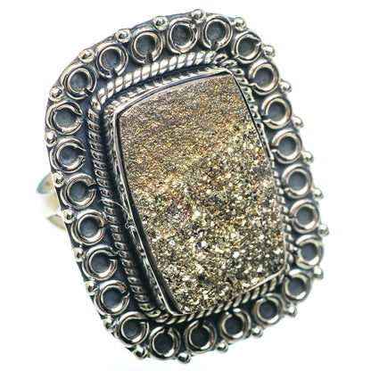 Spectro Pyrite Druzy Rings handcrafted by Ana Silver Co - RING74044 - Photo 2