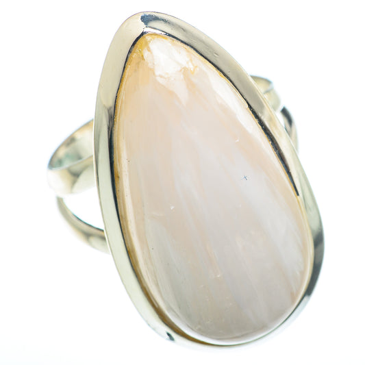 White Scolecite Rings handcrafted by Ana Silver Co - RING74048