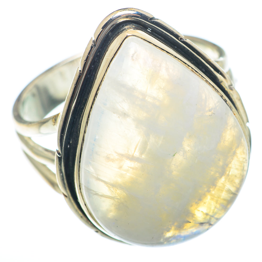 Rainbow Moonstone Rings handcrafted by Ana Silver Co - RING74051