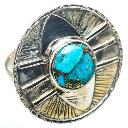 Blue Copper Composite Turquoise Rings handcrafted by Ana Silver Co - RING74064