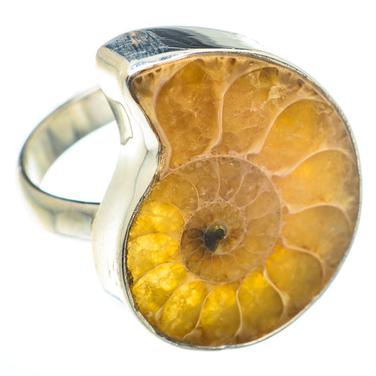 Ammonite Fossil Rings handcrafted by Ana Silver Co - RING74068