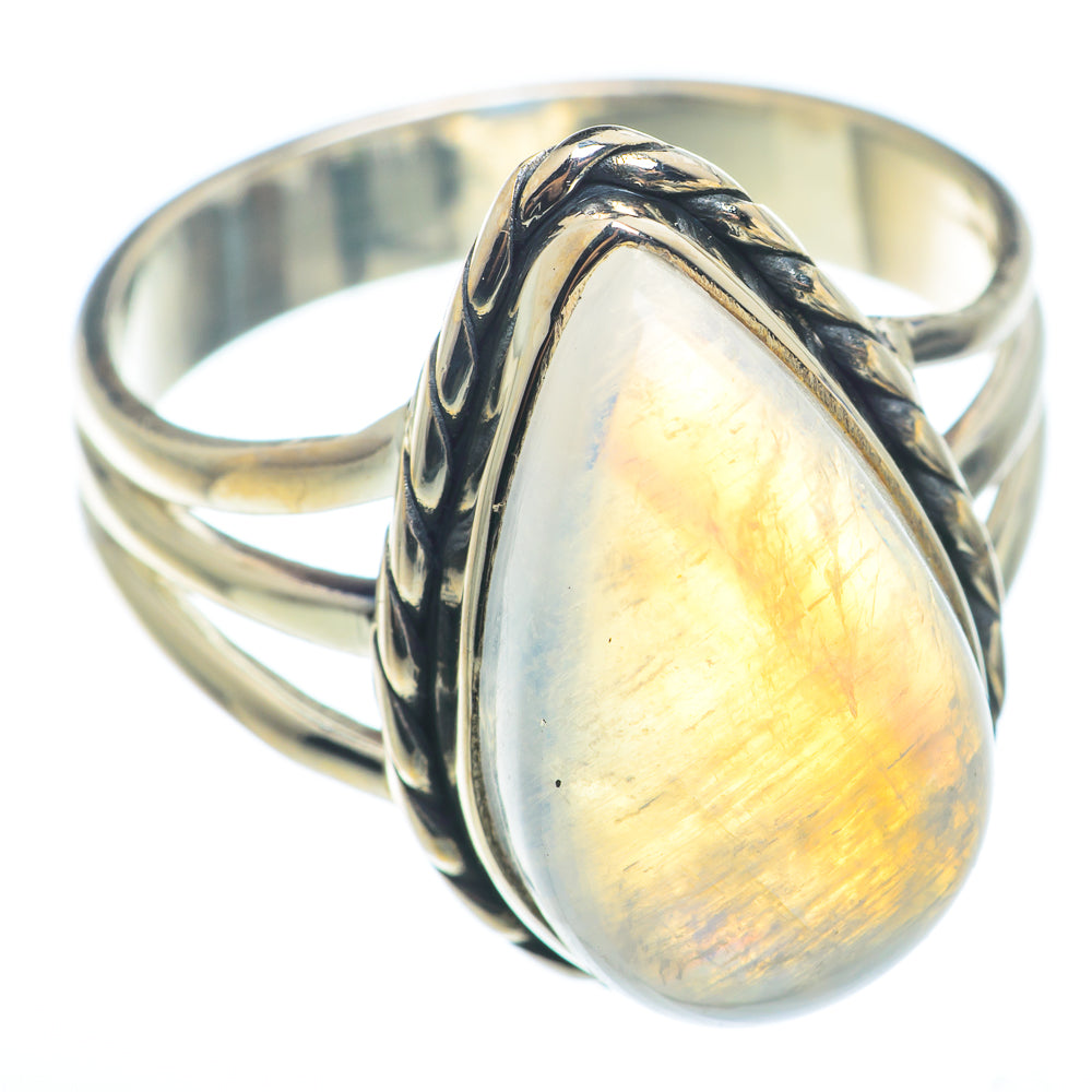 Rainbow Moonstone Rings handcrafted by Ana Silver Co - RING74131