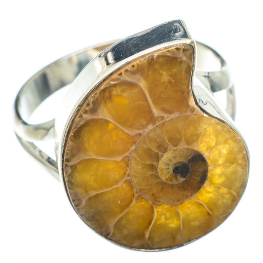 Ammonite Fossil Rings handcrafted by Ana Silver Co - RING74156