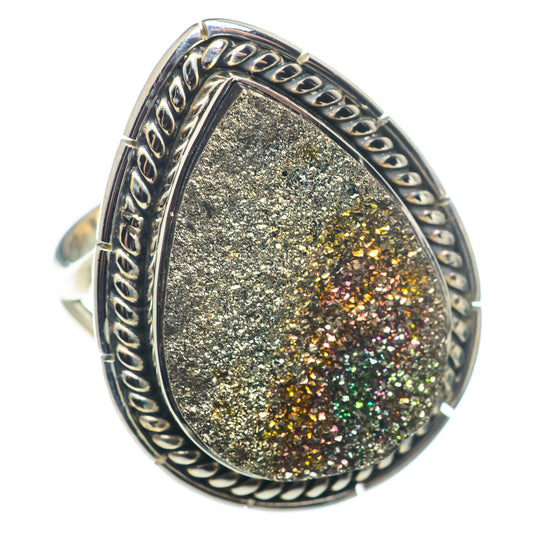 Spectro Pyrite Druzy Rings handcrafted by Ana Silver Co - RING74167