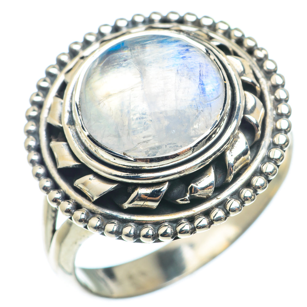 Rainbow Moonstone Rings handcrafted by Ana Silver Co - RING74172