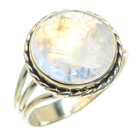 Rainbow Moonstone Rings handcrafted by Ana Silver Co - RING74212