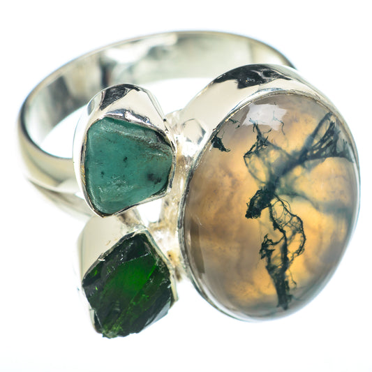 Green Moss Agate Rings handcrafted by Ana Silver Co - RING74233
