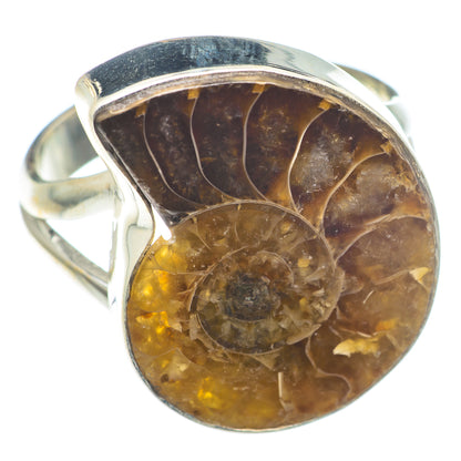 Ammonite Fossil Rings handcrafted by Ana Silver Co - RING74238