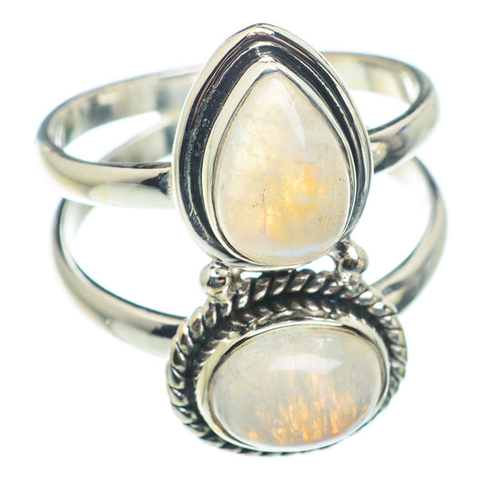 Rainbow Moonstone Rings handcrafted by Ana Silver Co - RING74252
