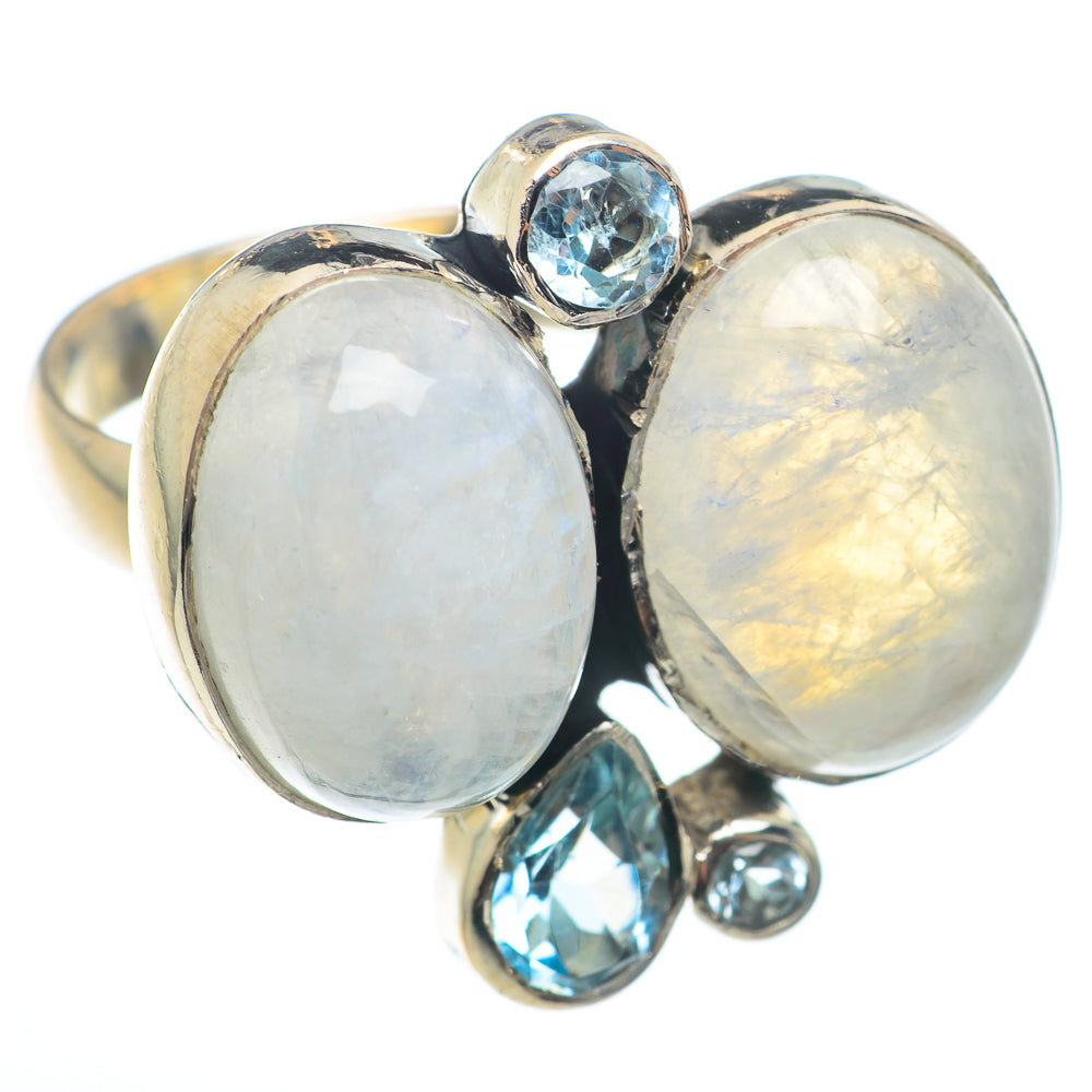 Rainbow Moonstone Rings handcrafted by Ana Silver Co - RING74290