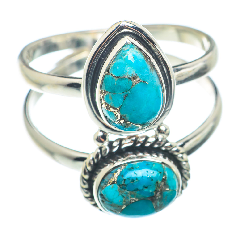 Blue Copper Composite Turquoise Rings handcrafted by Ana Silver Co - RING74336