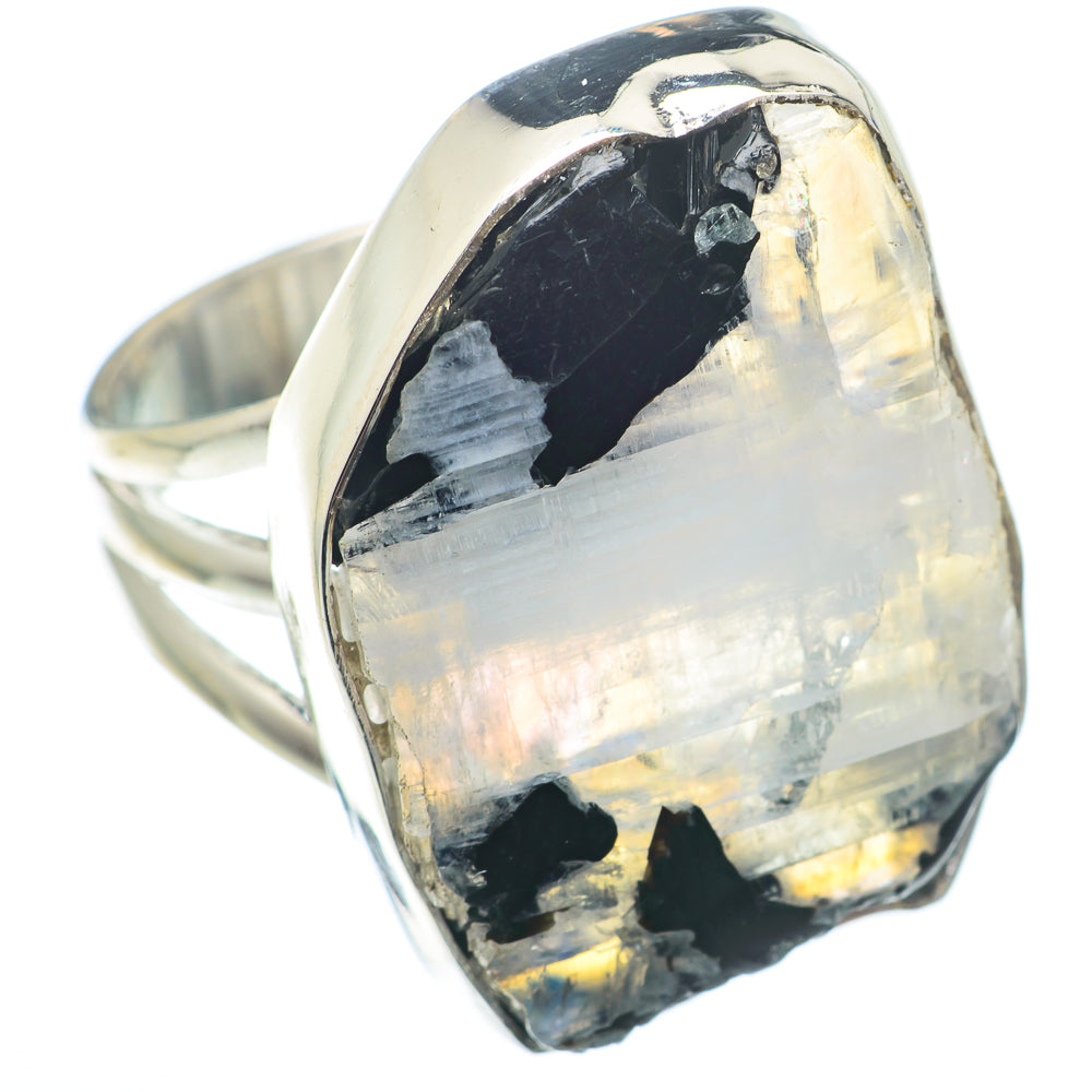 Rainbow Moonstone Rings handcrafted by Ana Silver Co - RING74395