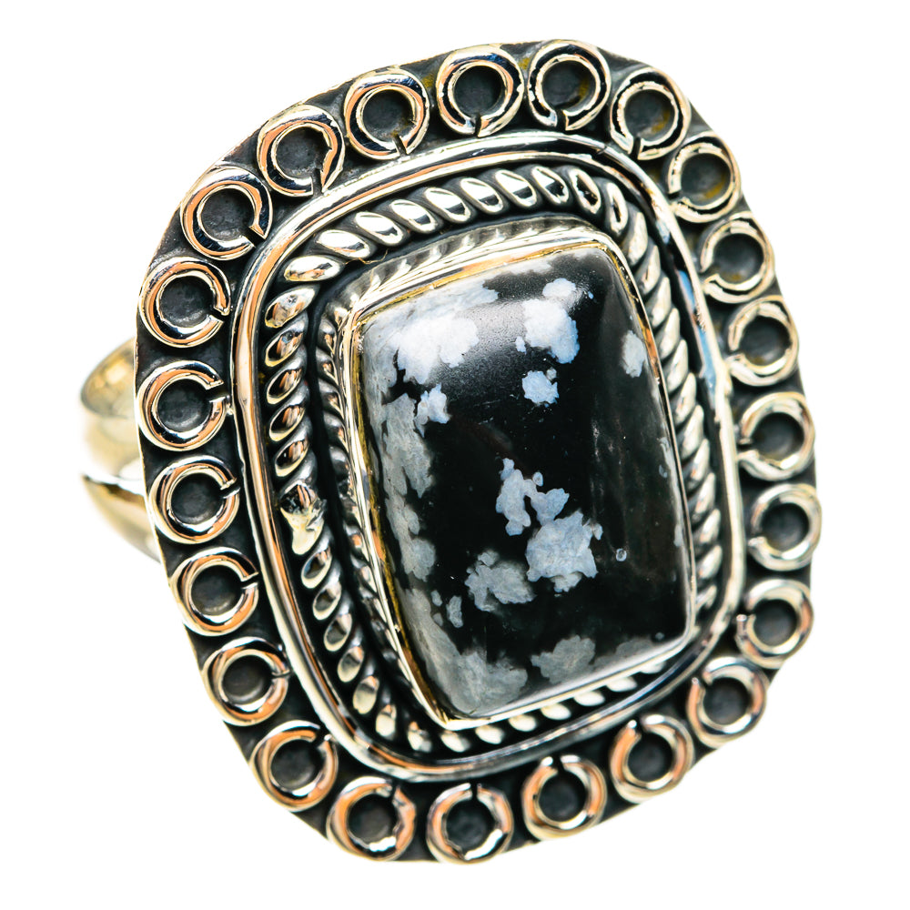 Snowflake Obsidian Rings handcrafted by Ana Silver Co - RING74432 - Photo 2