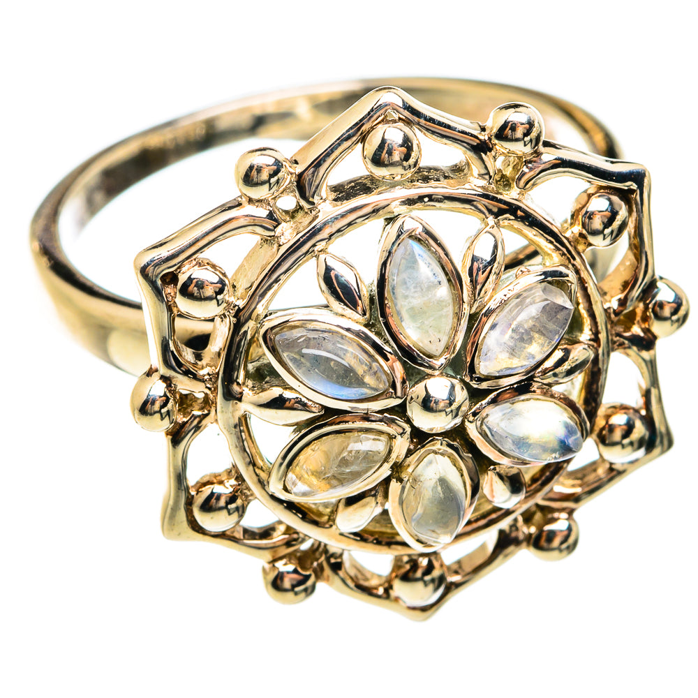 Rainbow Moonstone Rings handcrafted by Ana Silver Co - RING74437