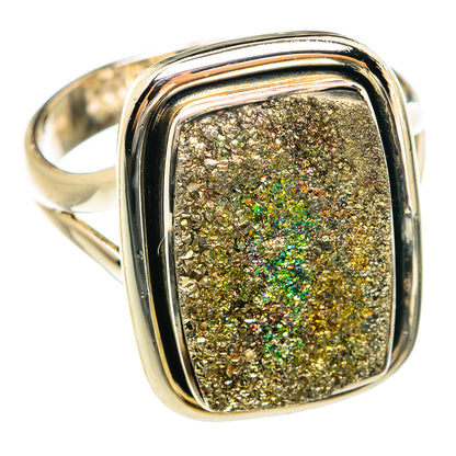 Spectro Pyrite Druzy Rings handcrafted by Ana Silver Co - RING74469