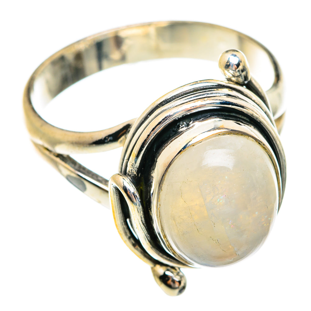 Rainbow Moonstone Rings handcrafted by Ana Silver Co - RING74477