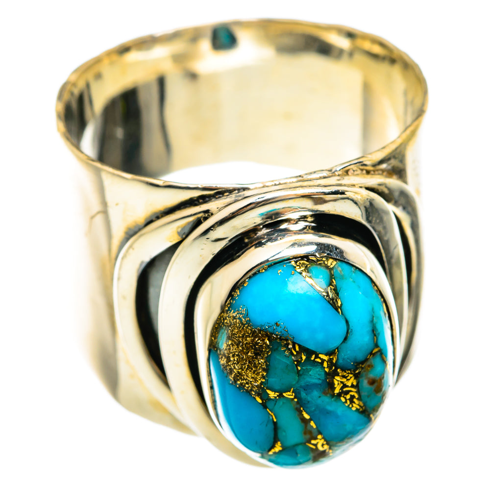 Blue Copper Composite Turquoise Rings handcrafted by Ana Silver Co - RING74535