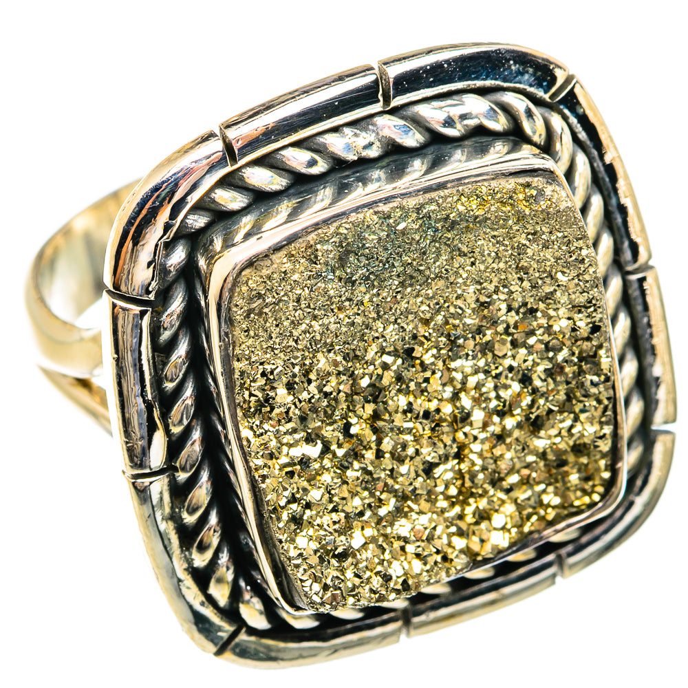 Spectro Pyrite Druzy Rings handcrafted by Ana Silver Co - RING74554