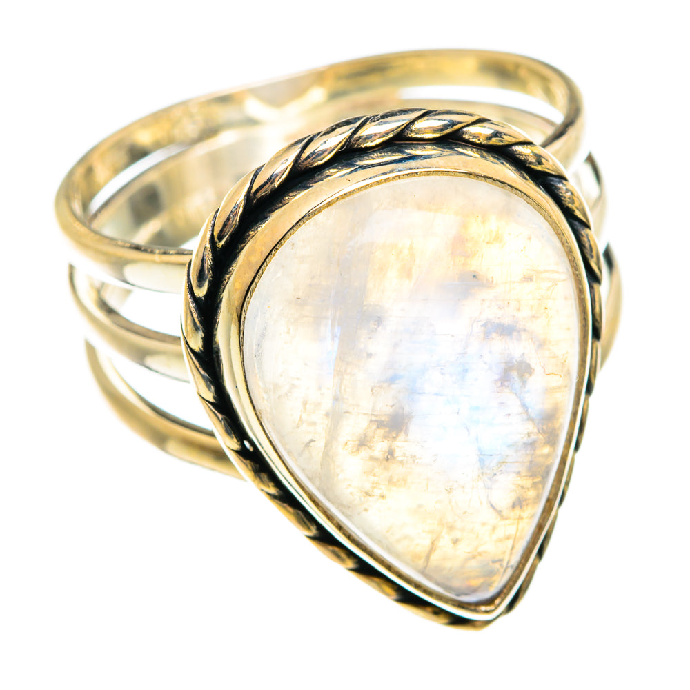 Rainbow Moonstone Rings handcrafted by Ana Silver Co - RING74560