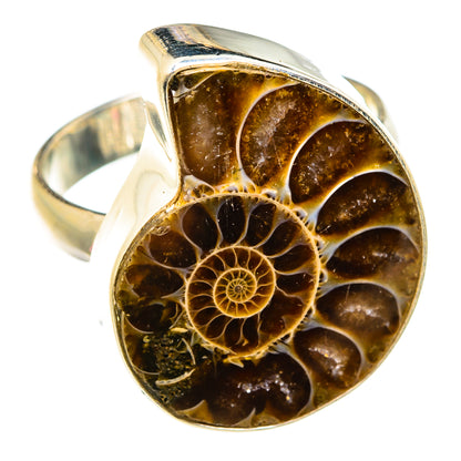 Ammonite Fossil Rings handcrafted by Ana Silver Co - RING74619