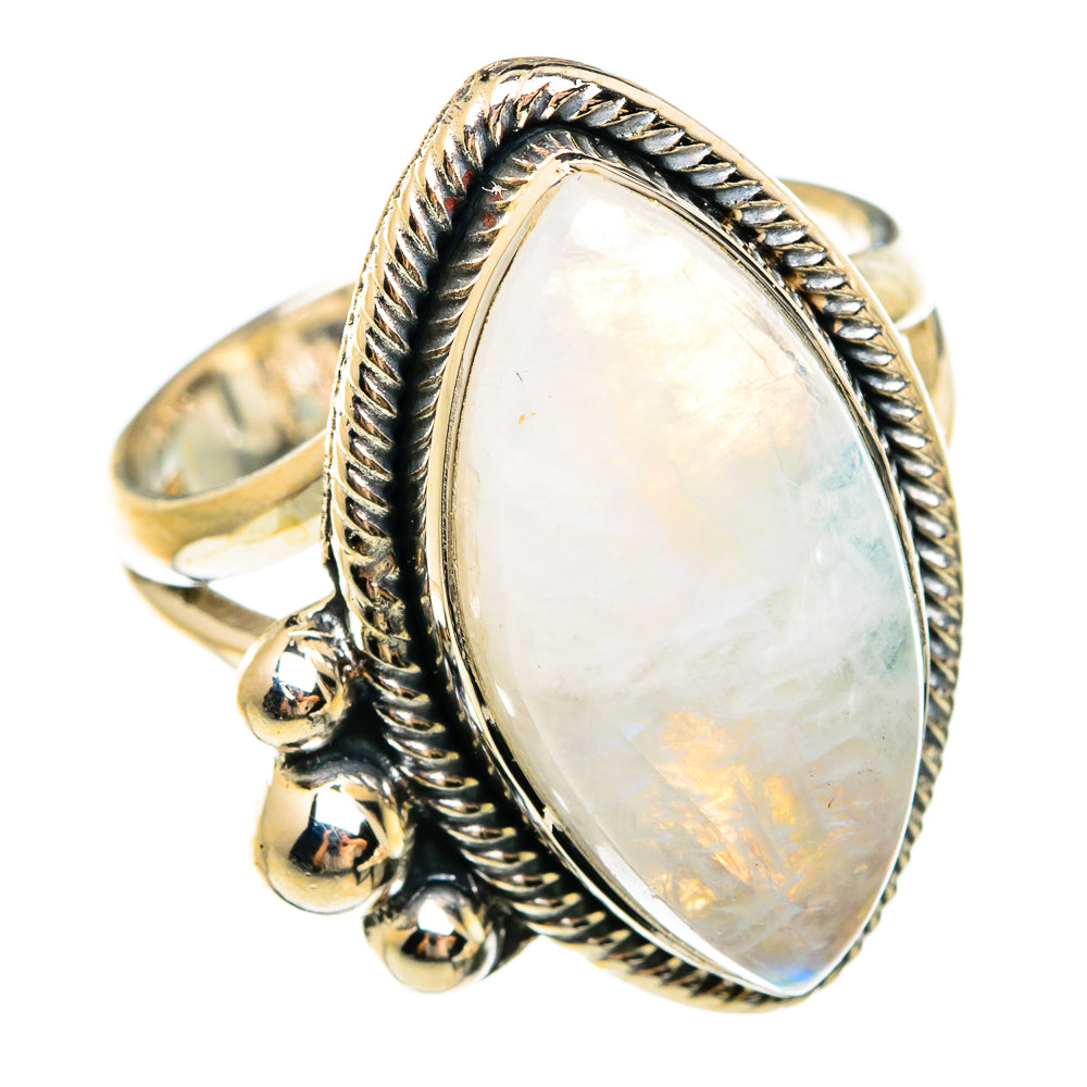 Rainbow Moonstone Rings handcrafted by Ana Silver Co - RING74636